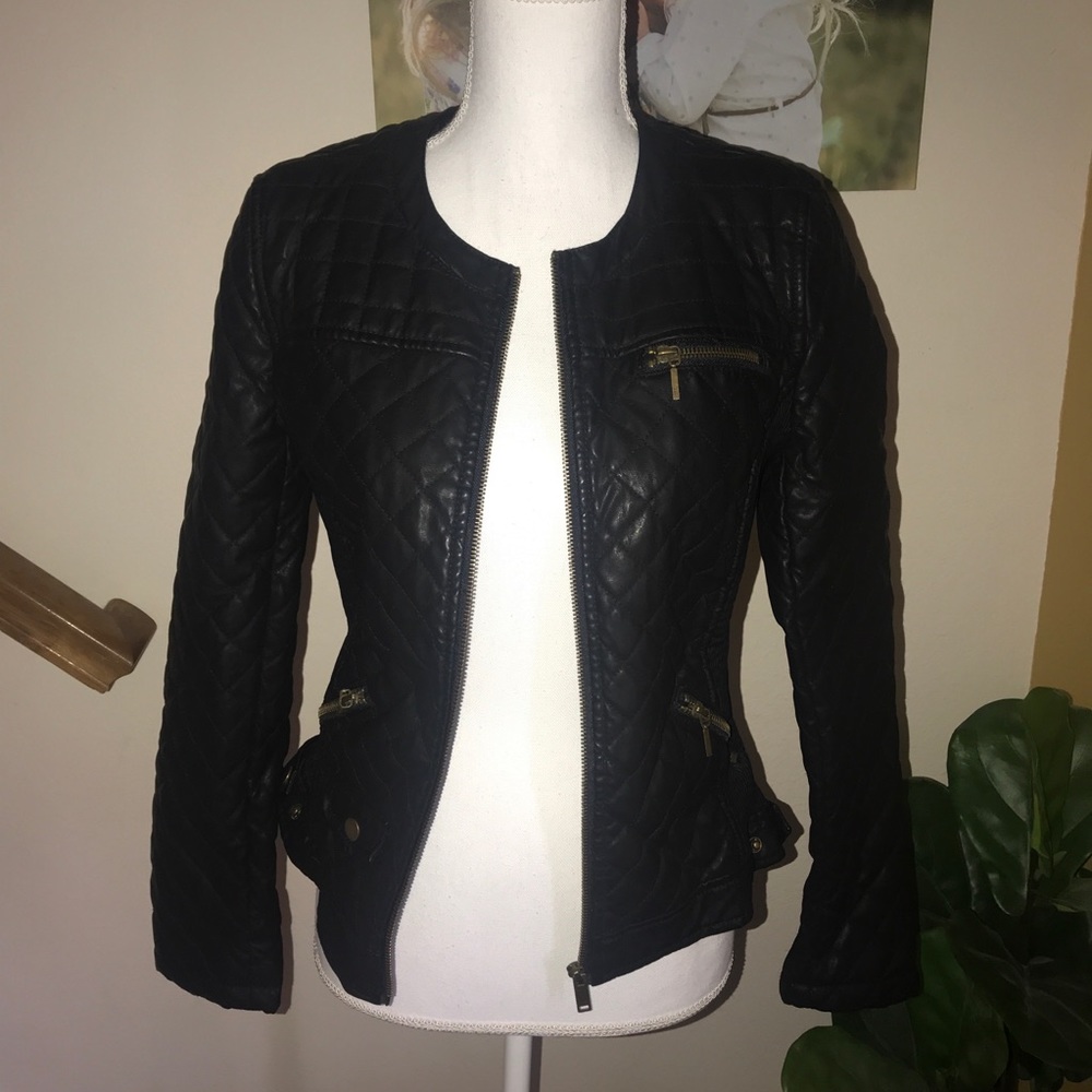 Zara Trafaluc quilted faux leather jacket large